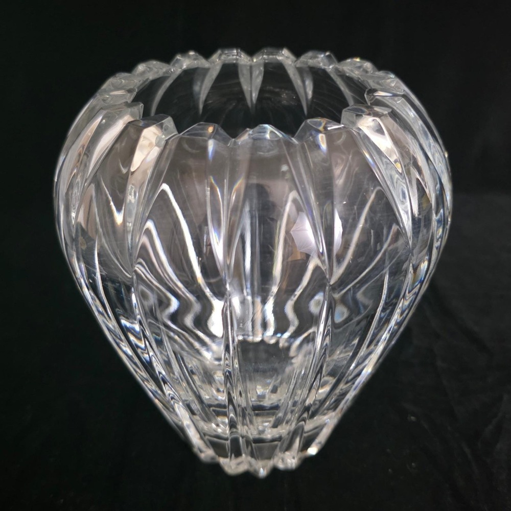 Mikasa Damocles Heavy Lead Crystal Flower Vase 6.5 Inch Made in Slovenia NICE!